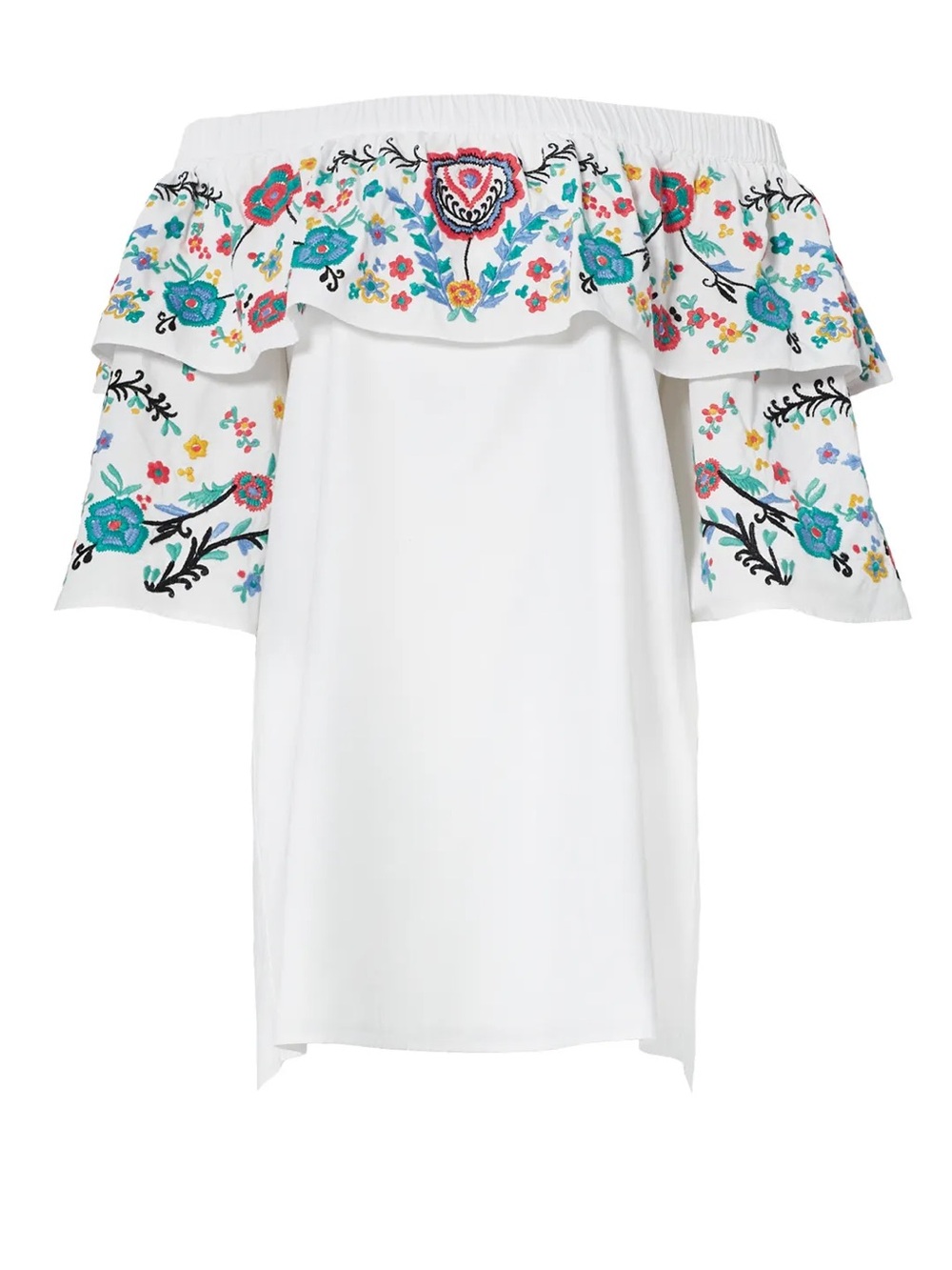 Parker White Off-Shoulder Embroidered Floral Dress